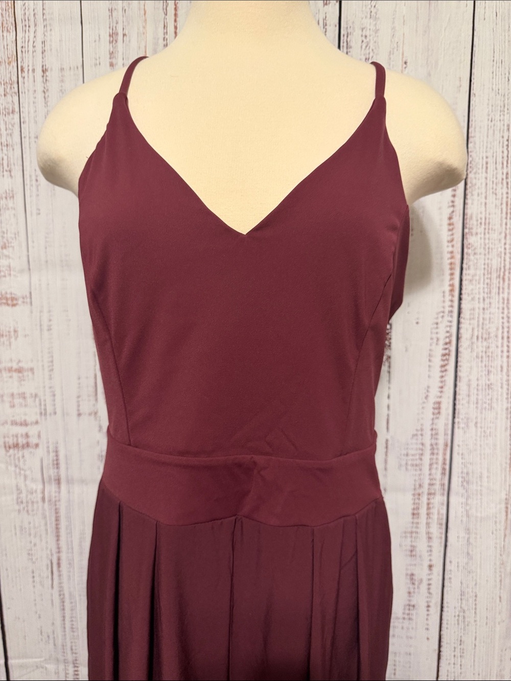 HALARA Wine Red Spaghetti-Strap Wide Leg Jumpsuit - Picture 5 of 8